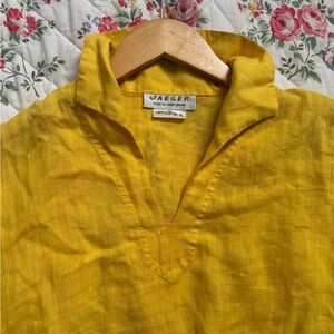 Vintage Jaeger Yellow Linen Blouse - Size 14